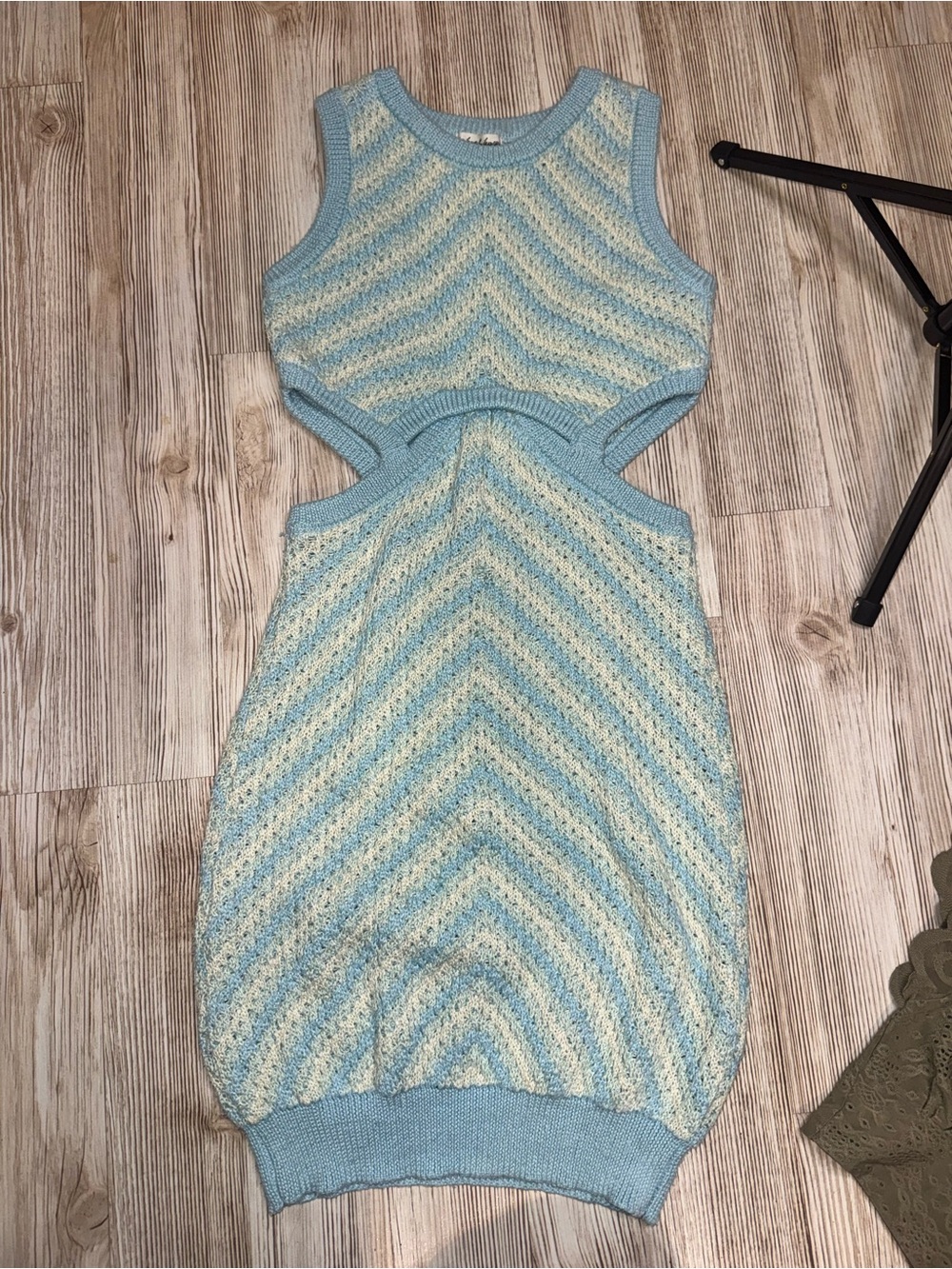 For Love And Lemons Corinna Cut-Out Mini Dress – Light Blue/Cream - Picture 5 of 10